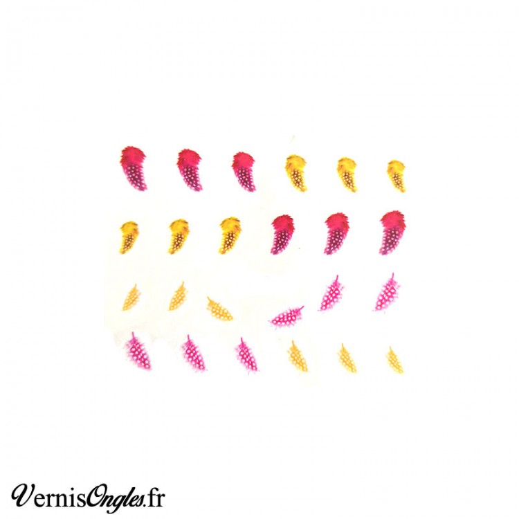 Water decals plumes roses et jaunes