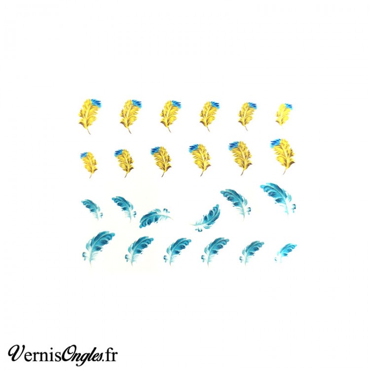 Water Decals plumes bleues et jaunes