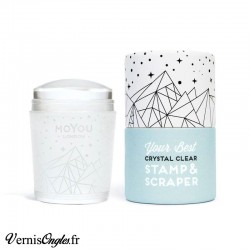 Tampon de stamping Crystal transparent et raclette Moyou London